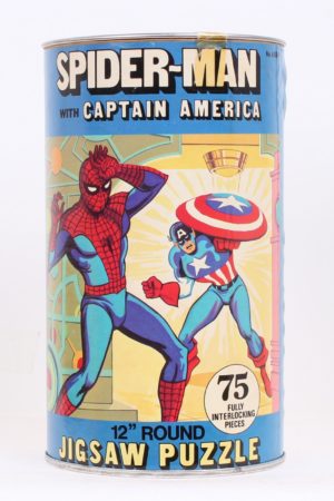 Spiderman 12" Inch Round Puzzle with Captain America MISB C-9.5-