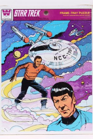 Star Trek Original Frame Tray Puzzle Kirk Spock in front of Enterprise Vintage MIP C-9.5