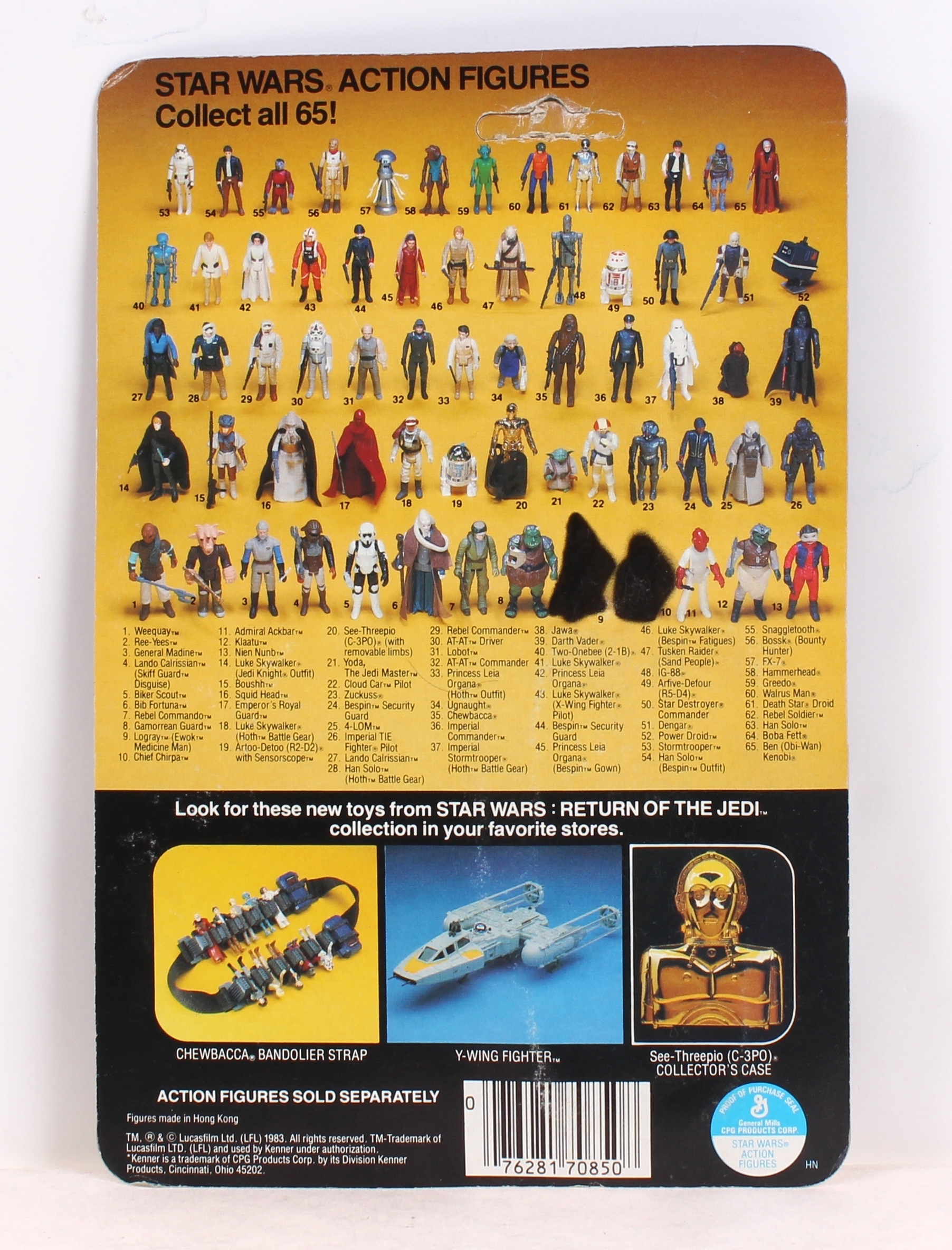 Twin Pod Cloud Car Pilot ROTJ 65 Back No Offer Blacked out Ewoks MOC C-8.5 - Image 2