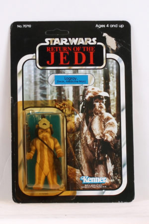 Logray ROTJ 65 Back No Offer Blacked out Ewoks MOC C-7.5