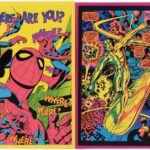 Marvel Superhero Third Eye Blacklight Greeting Cards Complete Set of 24 Mego Vintage Era Toys C-9.5