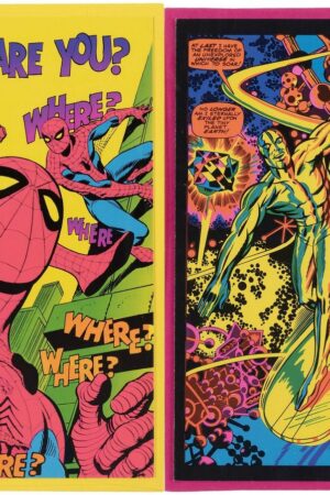 Marvel Superhero Third Eye Blacklight Greeting Cards Complete Set of 24 Mego Vintage Era Toys C-9.5