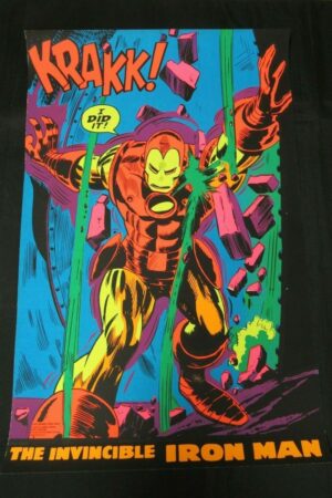 The Invincible Iron Man 1971 KRAKK! Third Eye Blacklight Poster Mego Vintage Era Toys C-9+