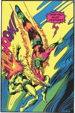 THWOOM Captain Marvel and Namor 1971 Third Eye Blacklight Poster Mego Vintage Era Toys C-9+