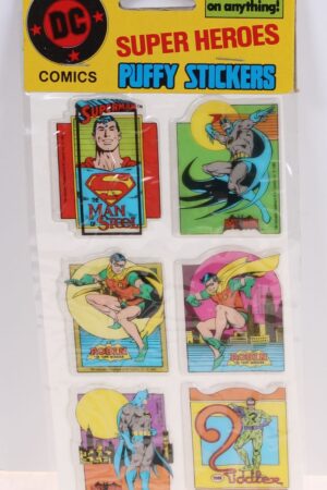 DC Comics Super Heroes Puffy Stickers Mego Vintage Era Toys MOC C-9.5-