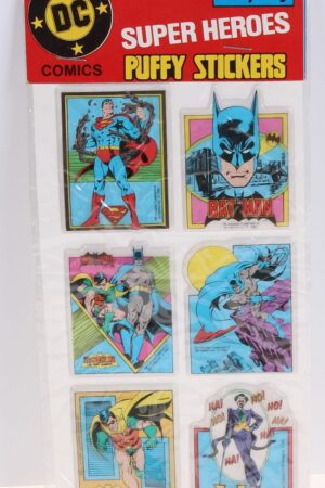 DC Comics Super Heroes Puffy Stickers Mego Vintage Era Toys MOC C-9.5-