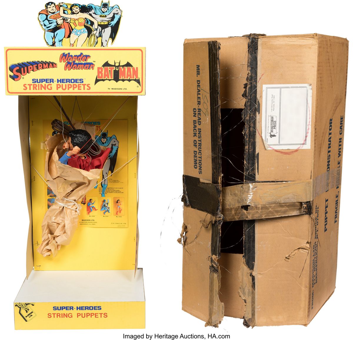 Super-Heroes String Puppets Superman Retail Display MIB C-9+