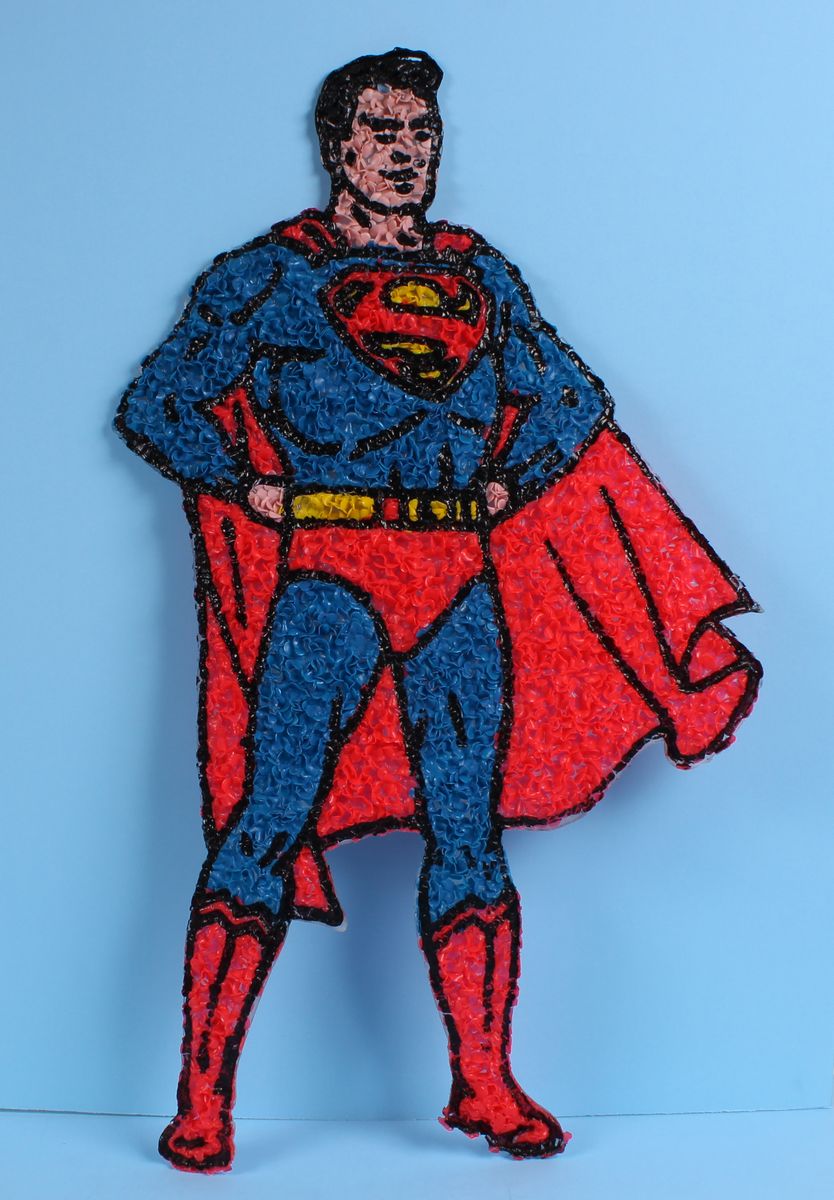 Superman Melted Plastic Popcorn Mego Vintage Era Toys Loose Complete C-9.5-
