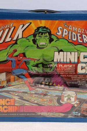 The Amazing Spider-Man and The Incredible Hulk Mini Car City Vinyl Playset Mego Vintage Era Toys Loose Complete