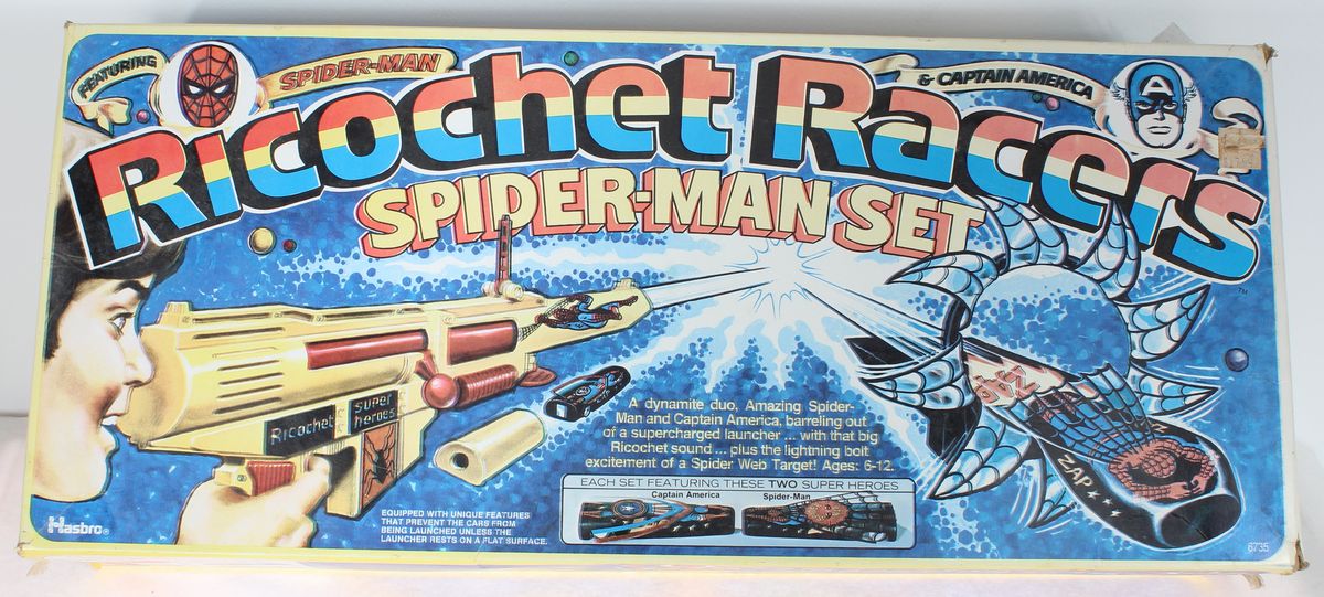 Ricochet Racers Spider-Man Set Mego Vintage Era Toys MIB C-8.5